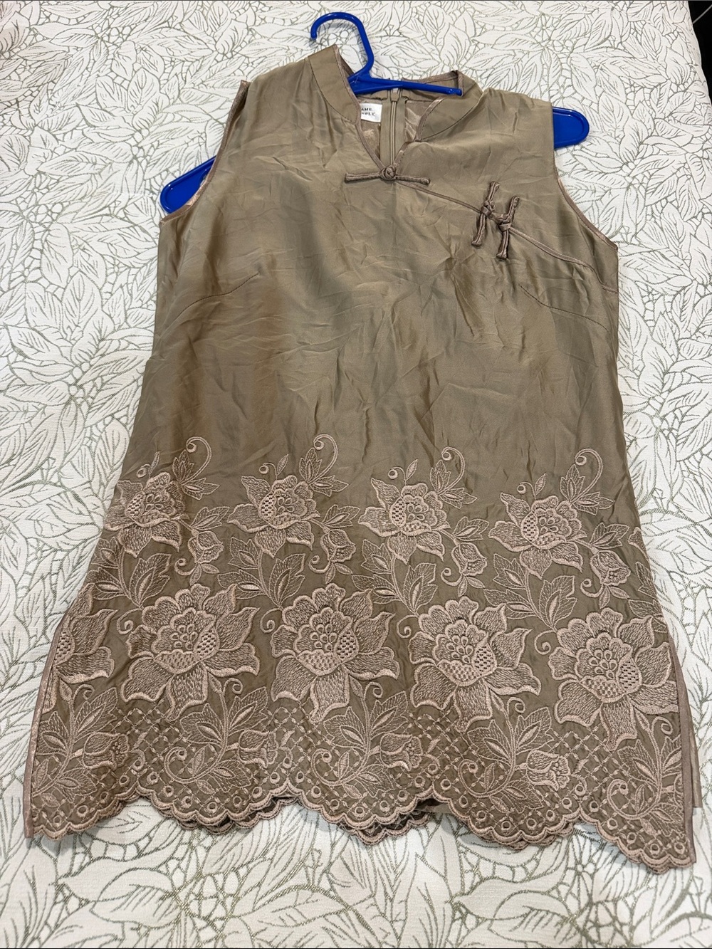 Adam Sleeveless Embroidered Taupe Top